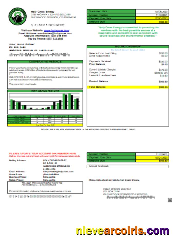 Holy Cross Energy utility business bill